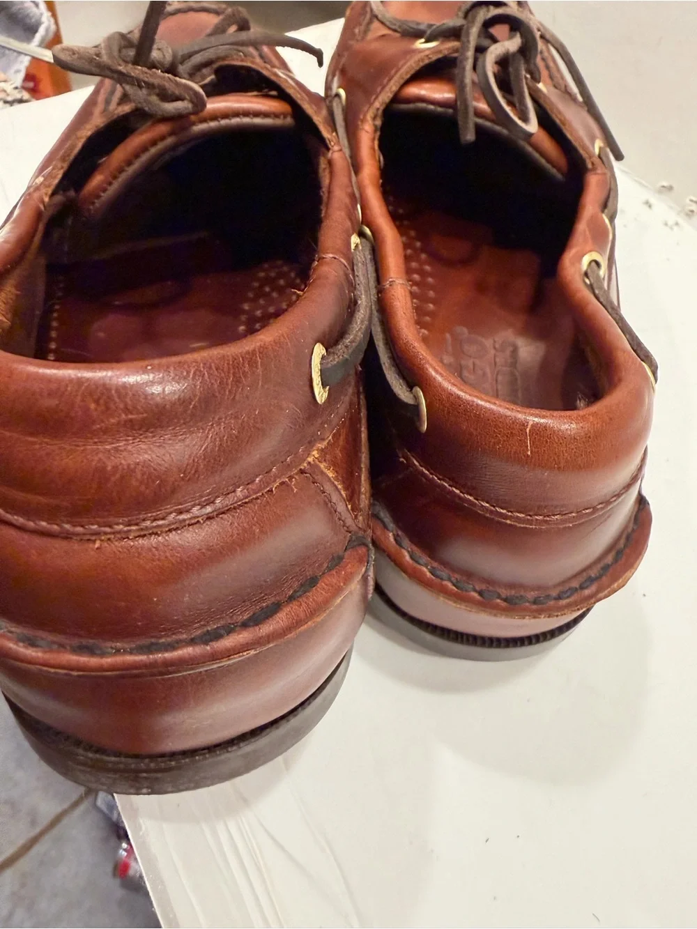 Authentic Sebago docksiders Chestnut Brown Leather Boat Shoes size 11.5 EUC!!